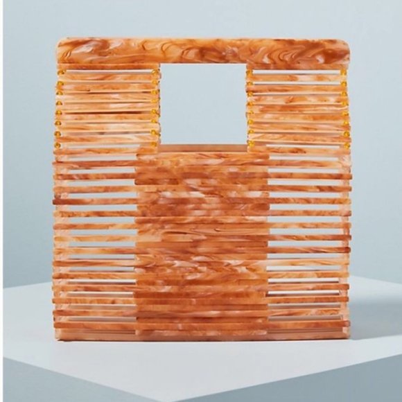 Anthropologie Peach color Jamie Acrylic Bag NWOT - Picture 2 of 8